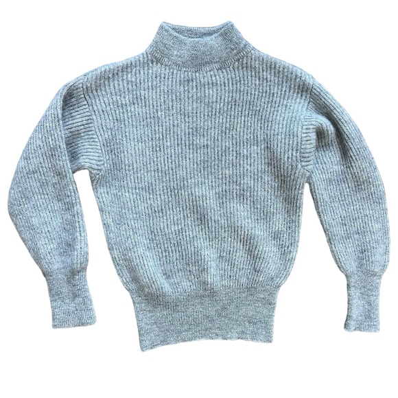 Dimensione Maglia Mohair Wool Gray Italian Mock Neck Sweater Women's size Medium - Picture 1 of 8